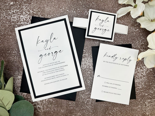 Anthony - Classic Wedding Invitation Suite - White Matte and Black Matte