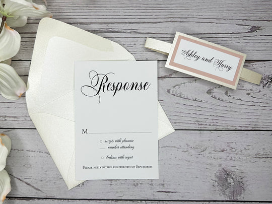 Ashley - Premium Wedding Invitation Suite - Light Dusty Pink Matte and Champagne Shimmer