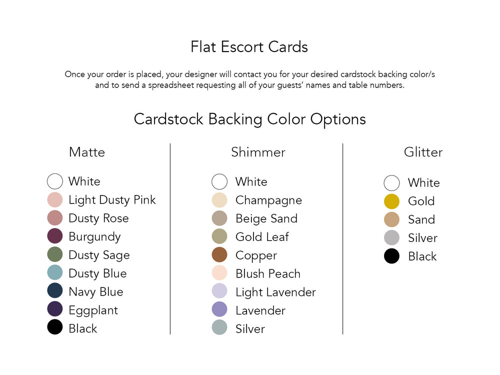 Zoey - Flat Wedding Escort Cards