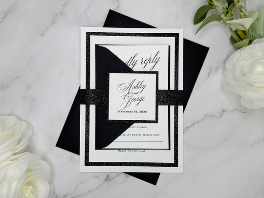 Glitter Classic Wedding Invitation Suite