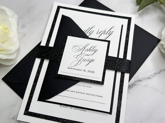 Glitter Classic Wedding Invitation Suite