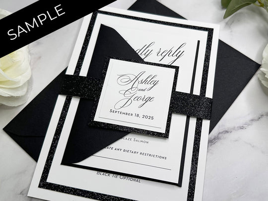 Glitter Classic Wedding Invitation Suite Sample