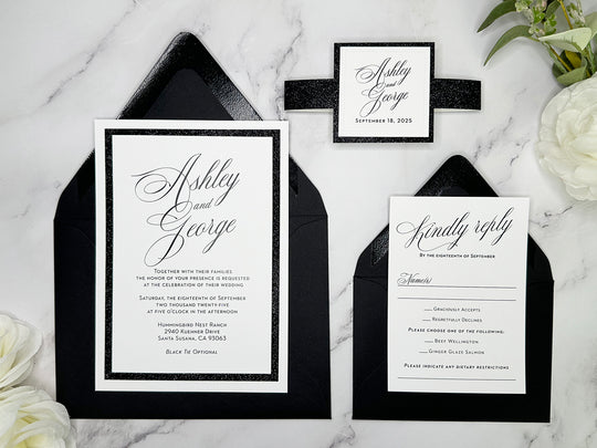 Glitter Classic Wedding Invitation Suite