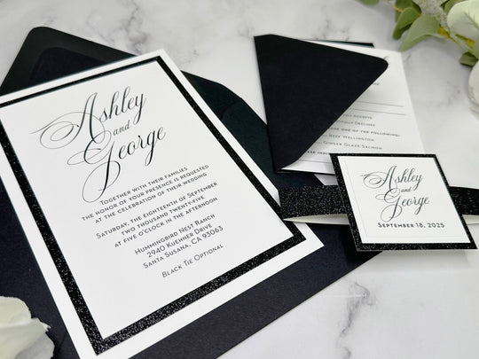 Glitter Classic Wedding Invitation Suite