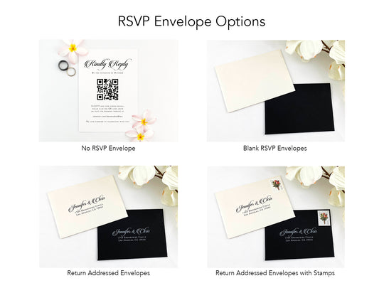 Annie - Premium Wedding Invitation Suite - Black Matte and Gold Shimmer