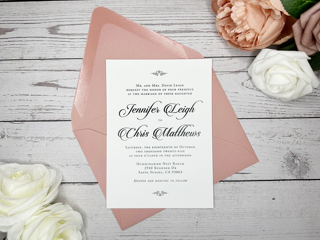 Steff - Basic Wedding Invitation Suite - Dusty Rose Matte and Light Dusty Pink Matte