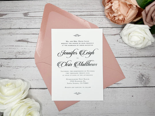 Steff - Basic Wedding Invitation Suite - Dusty Rose Matte and Light Dusty Pink Matte