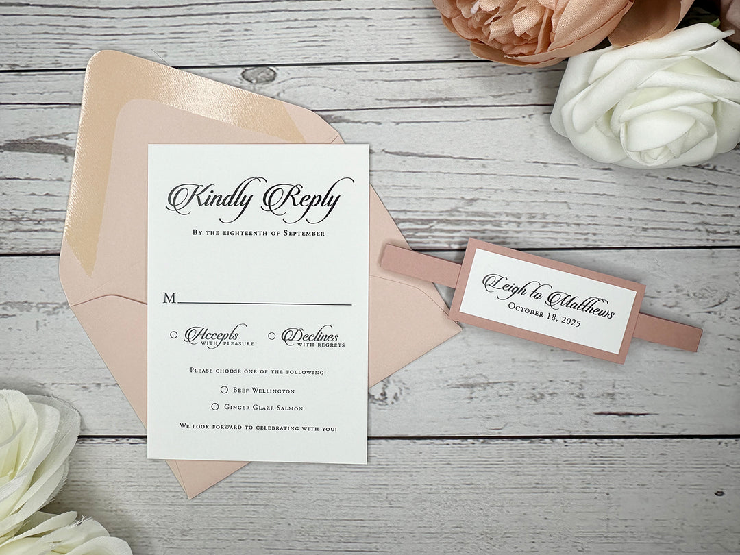 Steff - Basic Wedding Invitation Suite - Dusty Rose Matte and Light Dusty Pink Matte