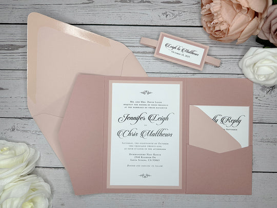 Steff - Premium Wedding Invitation Suite - Dusty Rose Matte and Light Dusty Pink Matte